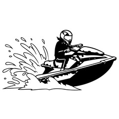 Dynamic Person Riding Jet Ski on Water.