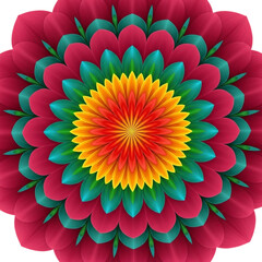 Vibrant flower mandala with intricate patterns isolated on transparent background