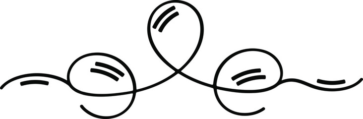 Decorative flourish design, elegant loop ornament, symmetrical line art, formal graphic element, minimal black embellishment, invitation divider, vintage style icon