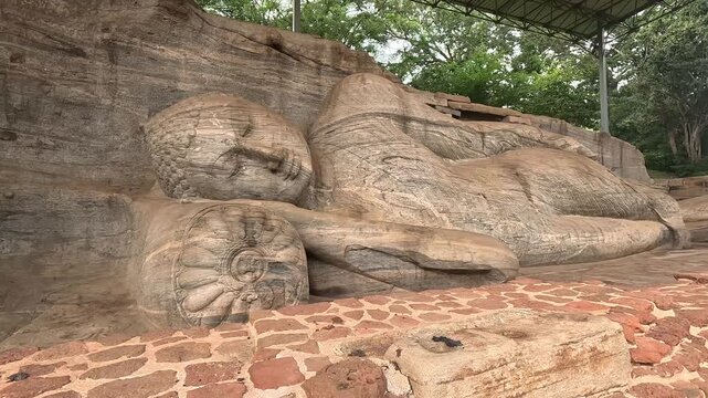Ancient Reclining Buddha at Gal Vihara, Polonnaruwa &ndash; UNESCO World Heritage Buddhist Monument