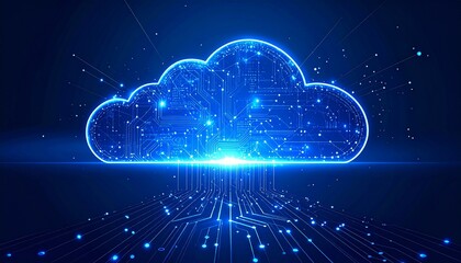 Abstract Cloud Computing Concept with Glowing Connections