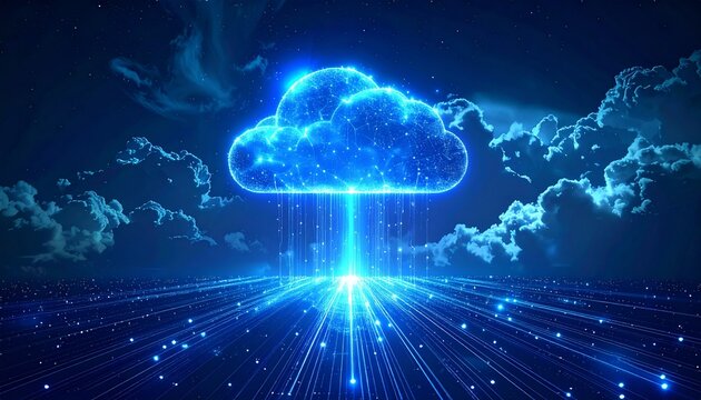 Digital Cloud Computing Data Transfer and Storage Concept