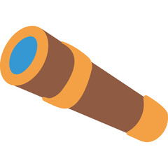 Brown and Orange Spyglass Telescope with Blue Lens on a Transparent Background Ideal for Exploration and Discovery Themed Graphics