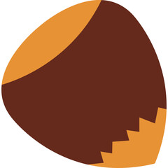 Brown And Orange Hazelnut Icon With Serrated Edge Isolated On Transparent Background Simple Flat Design