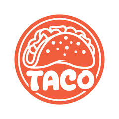 Simple Mexican Taco Thick Outline Logo Vector Design.eps