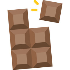 Broken Chocolate Bar with Square Pieces Scattered Against a Transparent Background Symbolizing Snack and Indulgence