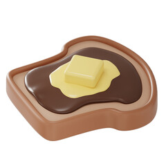 Chocolate and butter bread 3D illustration
