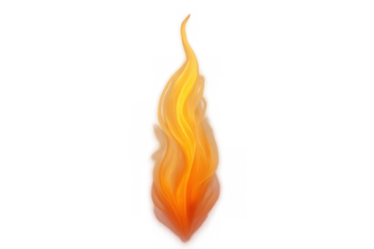 Vibrant orange fire flame rendering on transparent background representing heat, energy, and power - Powered by Adobe