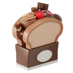 Chocolate ice cream sandwich 3D illustration