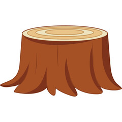 Wooden tree stump with visible growth rings and textured bark on a transparent background
