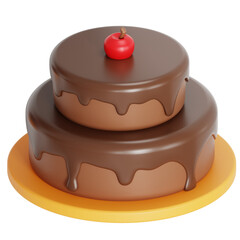 Simple chocolate cake 3D illustration
