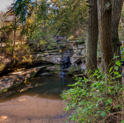 Cedar Falls flowing  into the queer creek Hocking Hills Ohio