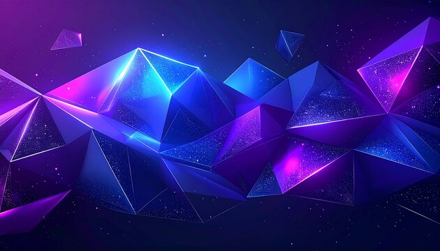 Abstract Geometric Shapes with Neon Lighting and Dark Background.