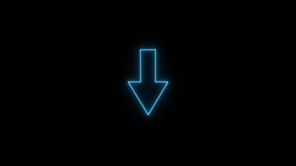 Glowing neon line swipe down arrow icon. download icon. down arrows icon. Download arrow animation. Bouncing down icon on a dark background - Powered by Adobe