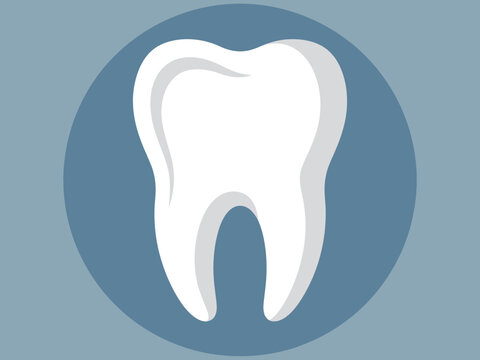 Clean white tooth icon on blue background