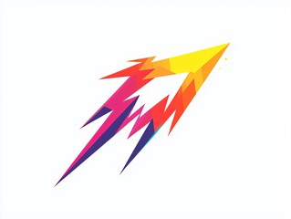 Colorful geometric lightning bolt shape with vibrant gradient design