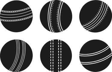 Obraz premium Cricket Ball Silhouette Set – Sports Equipment Vector Collection
