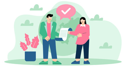 Global Partnership and International Collaboration Flat Vector Illustration