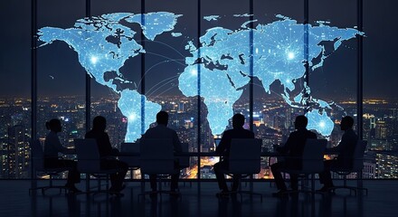 Global Business Strategy Meeting Illuminates World Digital Connections
