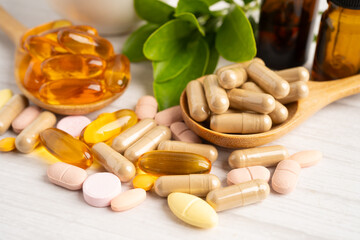 Alternative medicine herbal organic capsule drug herb.