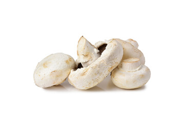 Fresh Raw Whole White Mushrooms Isolated on White
