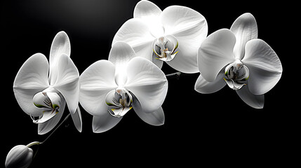 white orchid on black background