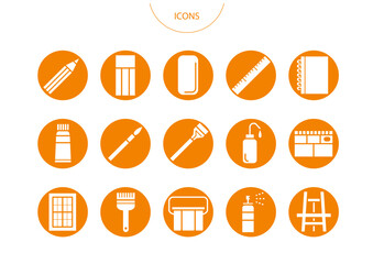 画材道具　アイコン ピクトグラム　ベクター イラスト　セット