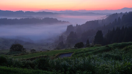 星峠の棚田　夜明け
