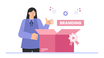 Product Packaging and Branding Concept Flat Vector Illustration