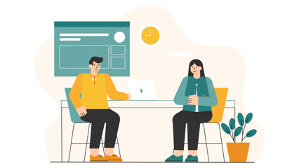 Corporate Board Meeting and Decision Making Flat Vector Illustration