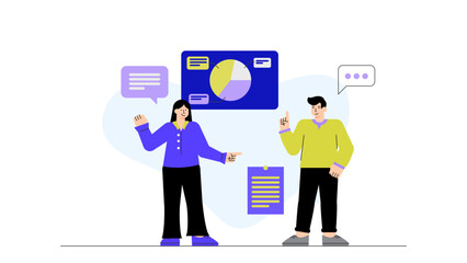 Business People in Team Orientation Flat Vector Illustration