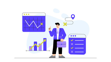 Flat Design Customer Journey Mapping Illustration Flat Vector Illustration