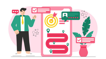 Customer Journey Mapping Illustration Flat Vector Illustration