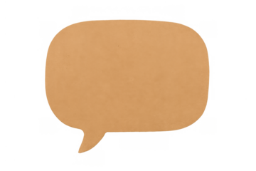 Brown paper speech bubble creating a text box for communication, chat, and dialog on a transparent background