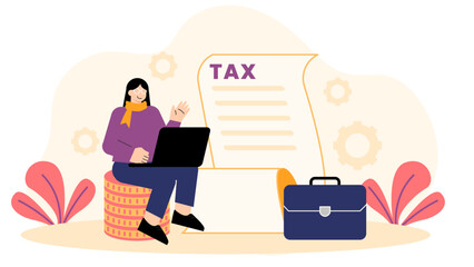 Flat Design Tax Planning and Corporate Finance Flat Vector Illustration