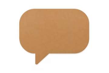 Speech bubble with a textured brown cardboard surface, providing space for text, isolated on a transparent background