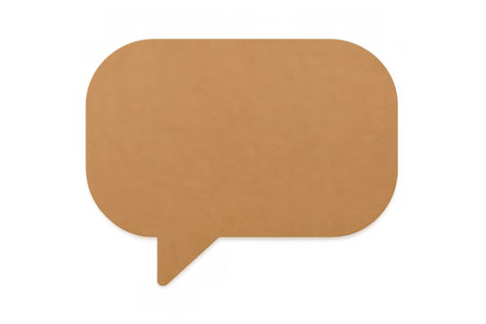 Speech bubble with a textured brown cardboard surface, providing space for text, isolated on a transparent background