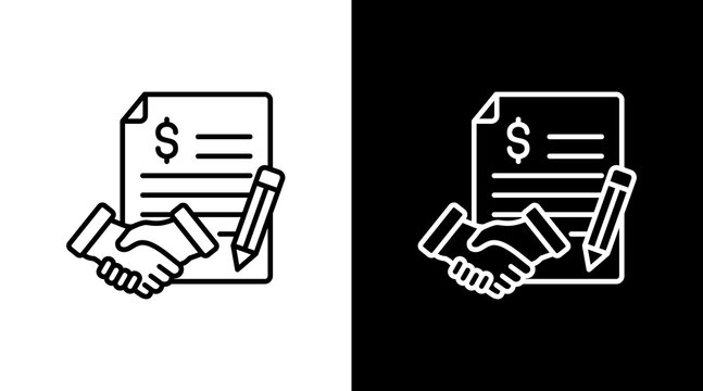 Business Partnership White Icon Set Design
