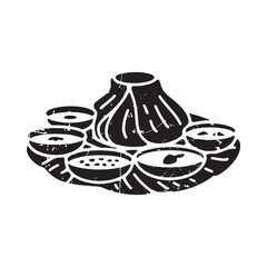 Traditional indian thali meal with various dishes