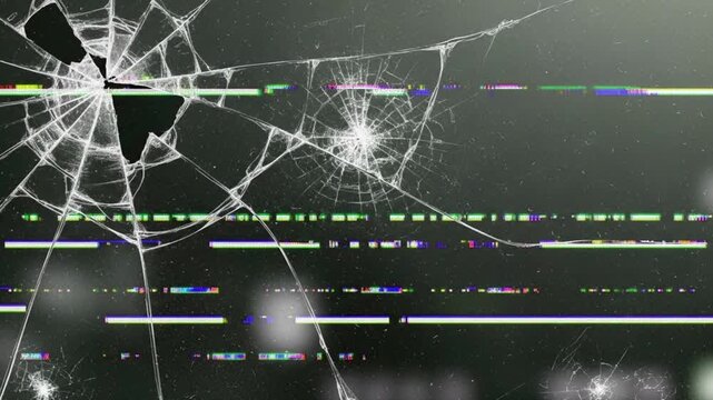 Screen monitor broken background displays intricate glass cracks and colorful lines on a vibrant LCD panel