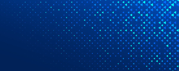 Neon blue triangle texture. Glowing arrow geometric wallpaper. Tech triangular mosaic pattern background. Fading shiny arrow gradient for science poster, healthcare banner, business booklet. Vector