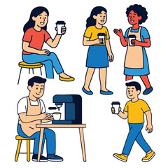 People coffee shop barista customer drink cup casual happy conversation