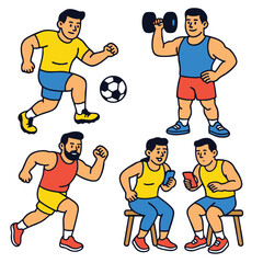 Soccer weightlifting running and socializing active men fitness teamwork healthy lifestyle