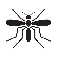 Simple black silhouette icon of a mosquito