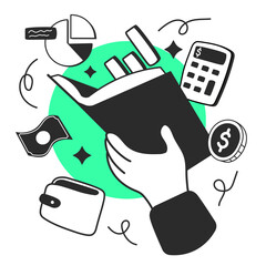 financial literacy  illustration for UI design and WEB design