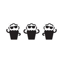 Three cool cupcakes wearing sunglasses