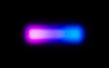 Vibrant glowing neon bar shape against a black background. The light fades from magenta to bright blue, creating a colorful and abstract illumination effect.