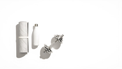 Fitness Essentials with Dumbbell and Water Bottle