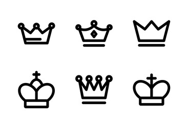 Royal Crown Icon Set for Modern Luxury Symbols and Professional Achievement Recognition Graphic Resources for Premium Creative Projects