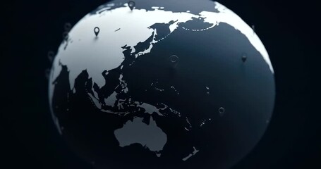 Spinning Digital Earth Globe with Global Network and Location Pins. - Powered by Adobe